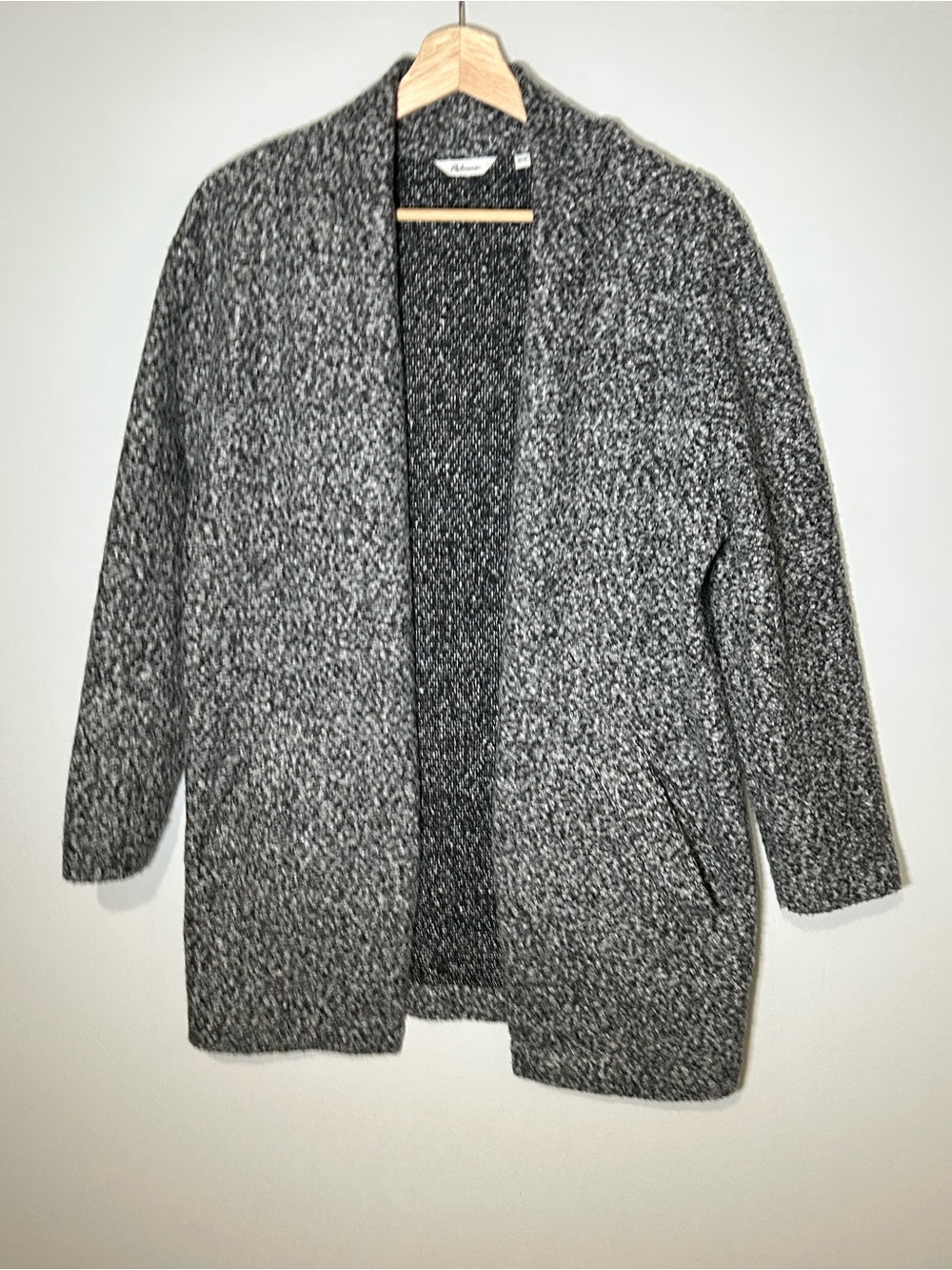 Grey Bouclé Open Front Long Cardigan Pockets XS - Picture 2 of 12